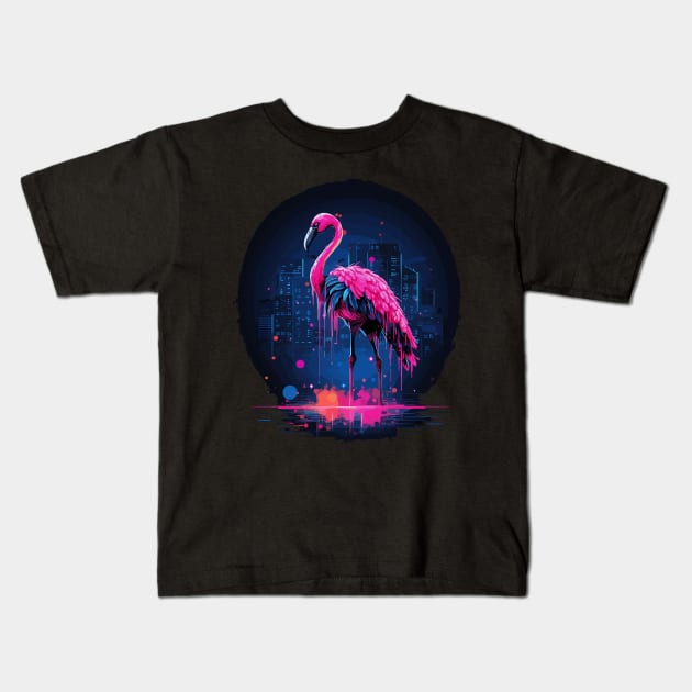 Cyberpunk flamingo Kids T-Shirt by ktmthrs